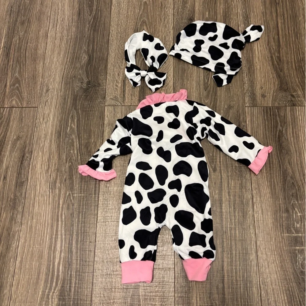 Baby Girl Cow Print One Piece Outfit Size 0-6 Months NWOT